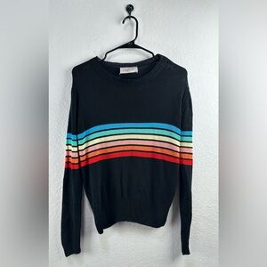 Brandi Land Women’s Black Knit Rainbow Stripe Sweater